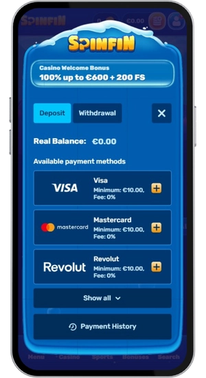 Deposit methods at online casino