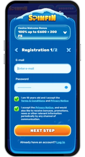 Casino registration form